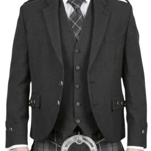 Tweed Argyle kilt Jacket and Vest - Charcoal Grey