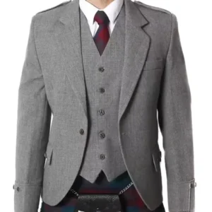 Light Grey Tweed Kilt Jacket and Waistcoat