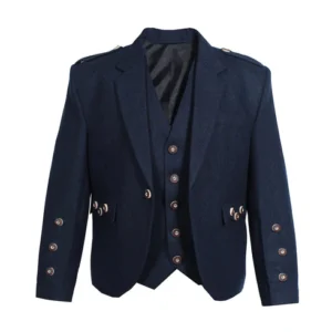 Men's Blue Tweed Kilt Jacket and Waistcoat